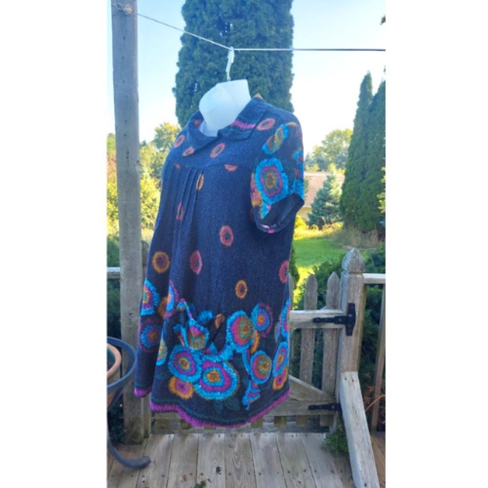 Joe Browns Plus Size 28 Blue Dress - Collared, Midi and Floral with Pockets